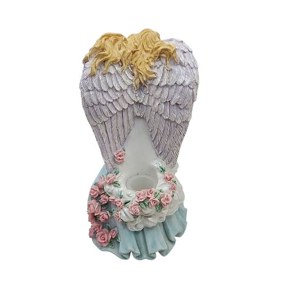 VTG Resin Angel Taper Candle Holder 7" Hand Painted Religious Christianity - Picture 6 of 12